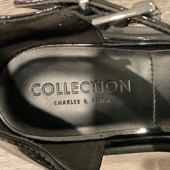 CHARLES & KEITH  Rumi Black Patent Leather Bow Tie Chunky Mary Jane  EU 36 NWOT - Picture 3 of 11